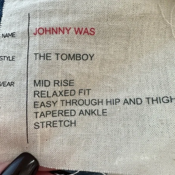Johnny Was The Tomboy Mid Rise Jeans Blue Size 30 NWT